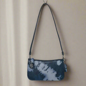 Coach Penn Shoulder Bag Y2K Blue Tie Dye Print CU049 Small Clutch