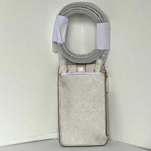 Load image into Gallery viewer, Coach Phone Crossbody Bag Signature Canvas Champagne Gold Leather CW401