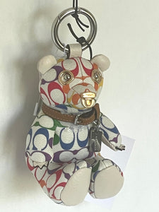 Coach Pride Bear Rainbow Keychain CJ953 White Signature Bag Charm LGBTQIA+