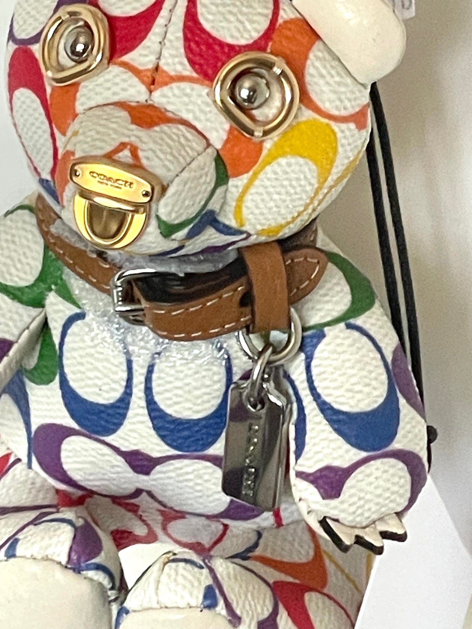 Coach Rainbow Bear Signature C Keychain Bag or Backpack Charm NWT