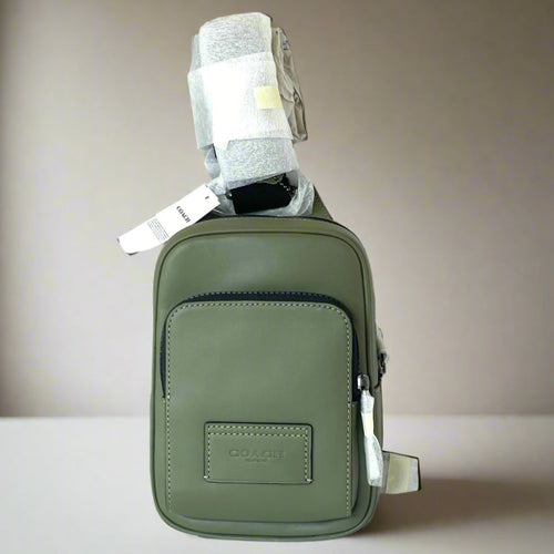 Coach Racer Sling Pack Army Green Leather Small Shoulder Bag CU252 ORGPKG