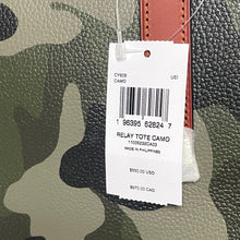 Load image into Gallery viewer, Camouflage tote bag with a price tag showing product details.