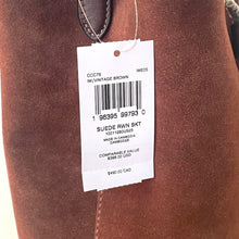 Load image into Gallery viewer, Brown suede bag with a white tag displaying product details.