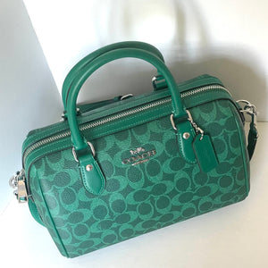 Coach Rowan Satchel Bag Medium Signature Canvas Jade CV961 Crossbody Green
