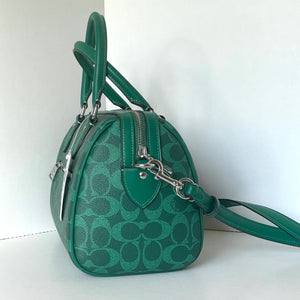Coach Rowan Satchel Bag Medium Signature Canvas Jade CV961 Crossbody Green