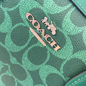 Coach Rowan Satchel Bag Medium Signature Canvas Jade CV961 Crossbody Green