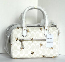 Load image into Gallery viewer, Coach Rowan Satchel Bee Print Satchel Crossbody White Signature Canvas Leather CH516