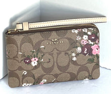 Load image into Gallery viewer, Coach Signature Corner Zip Small Wristlet Evergreen Floral Khaki 6860 Womens