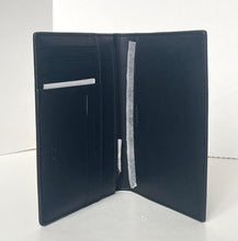 Load image into Gallery viewer, Black leather wallet with a card pocket on a white background