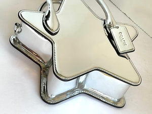 Coach Silver Star Crossbody Bag Small Mirror Metallic Leather CN700 Top Handles
