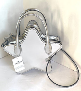 Coach Silver Star Crossbody Bag Small Mirror Metallic Leather CN700 Top Handles