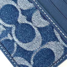 Load image into Gallery viewer, Coach Slim Id Card Case Signature Canvas CW366 Blue Denim Leather Wallet Unisex