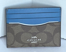 Load image into Gallery viewer, Coach Slim Id Card Case Wallet CH415 Leather Signature Canvas Blue