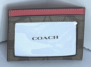 Coach Slim Id Card Case Wallet CH415 Leather Signature Canvas Orange