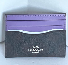 Load image into Gallery viewer, Coach Slim Id Card Case Wallet CH415 Leather Signature Canvas Purple Brown