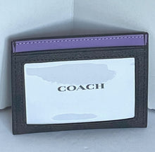 Load image into Gallery viewer, Coach Slim Id Card Case Wallet CH415 Leather Signature Canvas Purple Brown