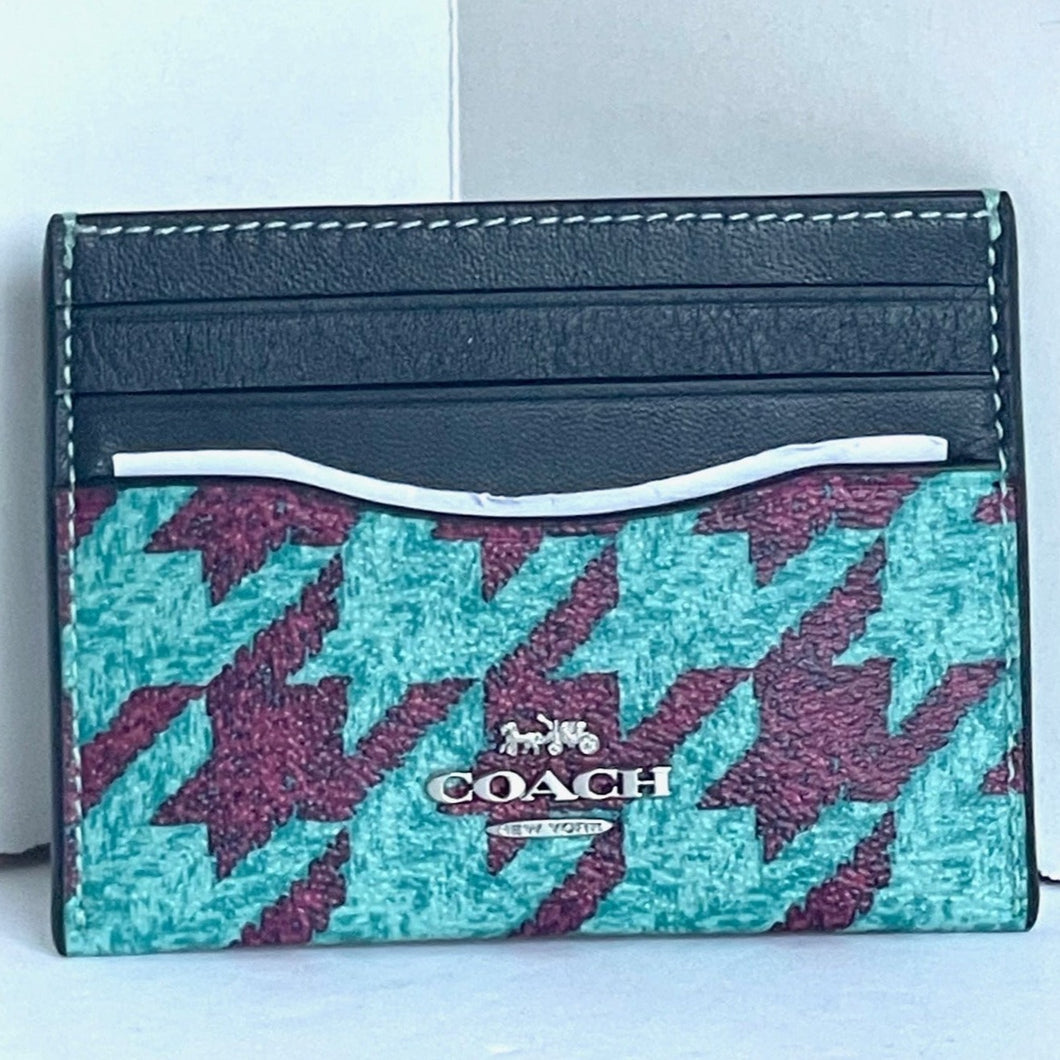 Coach Slim Id Card Case With Houndstooth Print CJ722