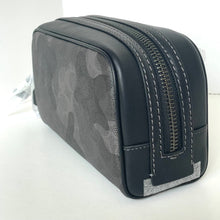 Load image into Gallery viewer, Black and gray camouflage patterned toiletry bag on a white background