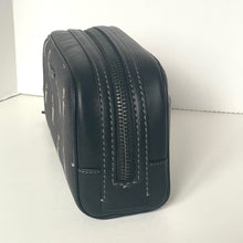 Load image into Gallery viewer, Black leather pouch with zipper on a white background