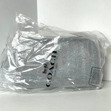 Load image into Gallery viewer, Silver Coach wallet in clear plastic packaging on a white background