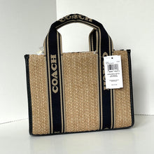 Load image into Gallery viewer, Coach Smith Tote Bag 24 Small CAL89 Brown Straw Leather Crossbody ORGPKG