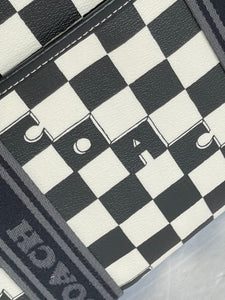 Coach Smith Tote Checkerboard Black Leather Canvas Black Crossbody CR101