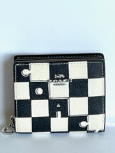 Load image into Gallery viewer, Coach Snap Wallet CT217 Checkerboard Print Womens Black White Snap Billfold