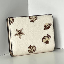 Load image into Gallery viewer, Coach Snap Wallet ID Shell Print CBO73 White Brown Small Billfold ORGPKG Charm