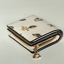 Load image into Gallery viewer, Coach Snap Wallet ID Shell Print CBO73 White Brown Small Billfold ORGPKG Charm