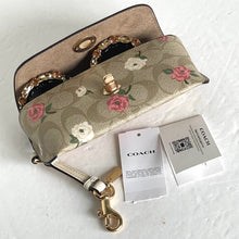 Load image into Gallery viewer, Coach Sunglass Case Floral Beige Turnlock Signature Canvas Leather Bag Clip CU284