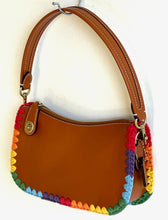 Load image into Gallery viewer, Coach Swinger 20 Rainbow Crochet Shoulder Bag Pride Brown Leather CJ785