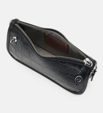 Load image into Gallery viewer, Coach Swinger Bag 20 Croc Embossed Leather Black Shoulder Bag 80s CP024