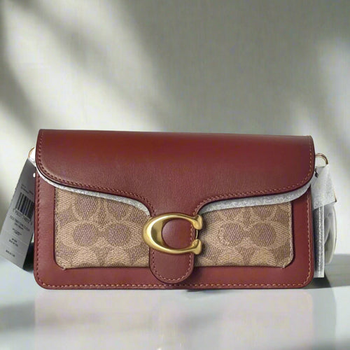 Coach Tabby Chain Clutch Signature Canvas Rust CE774 Chain Crossbody ORGPKG