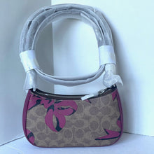 Load image into Gallery viewer, Coach Teri Mini Crossbody Bag Brown Signature Canvas Red Bow Print CY733