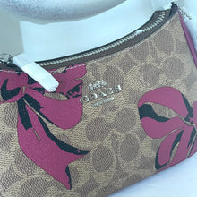 Load image into Gallery viewer, Coach Teri Mini Crossbody Bag Brown Signature Canvas Red Bow Print CY733