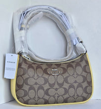 Load image into Gallery viewer, Coach Teri Shoulder Bag CA548 Brown Signature Canvas Yellow Crossbody