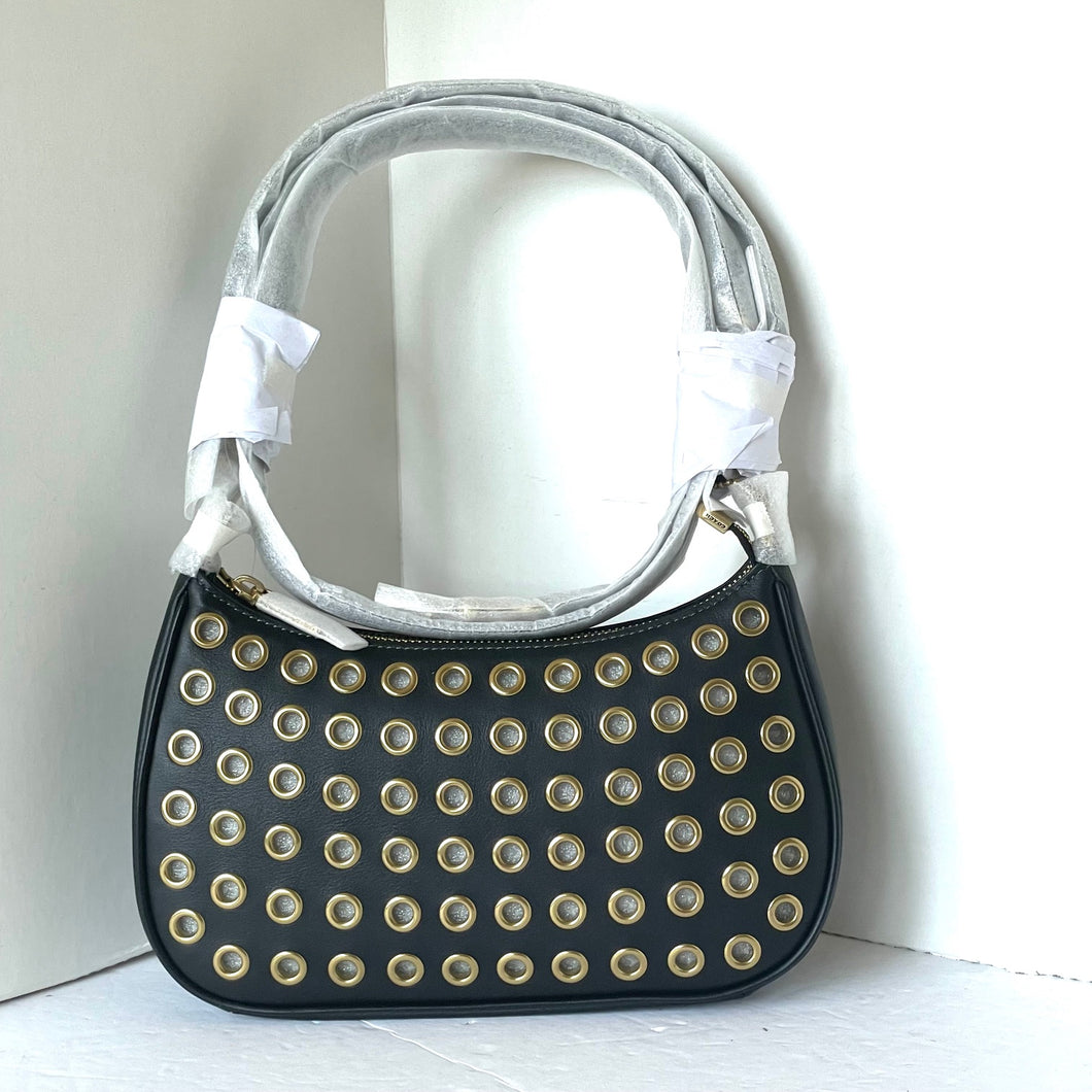 Coach Teri Shoulder Bag Black Leather CY646 Gold Hardware Crossbody Org Pkg