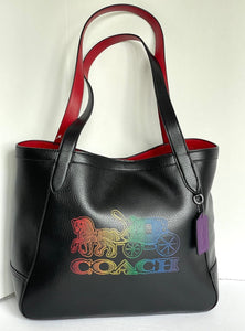 Coach Tote 27 Horse Carriage Womens Large Black Leather Ombre Shoulder Bag