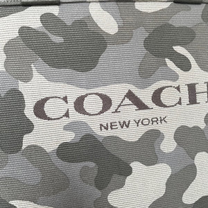 Coach Tote 38 CY805 Large Gray Camo Canvas Leather Carryall Shoulder Bag