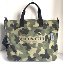 Load image into Gallery viewer, Coach Tote 38 Camo Print Large Canvas Leather Carry-All Shoulder Bag CL396