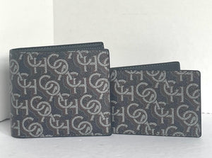 Coach Wallet 3 In 1 Mens CF134 Large Black Monogram Billfold ID 2 Piece Removable