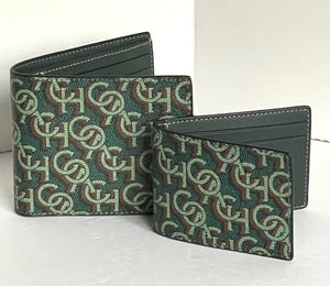 Coach Wallet 3 In 1 Mens CF134 Large Green Monogram Billfold ID 2 Piece Removable