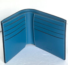 Load image into Gallery viewer, Coach Wallet 3 In 1 Mens CH084 Large Blue Leather Billfold ID 2 Piece Removable