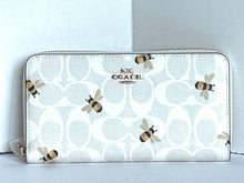 Load image into Gallery viewer, Coach Wallet Bee Print Long Zip Around Womens Phone White Signature Wristlet C8675