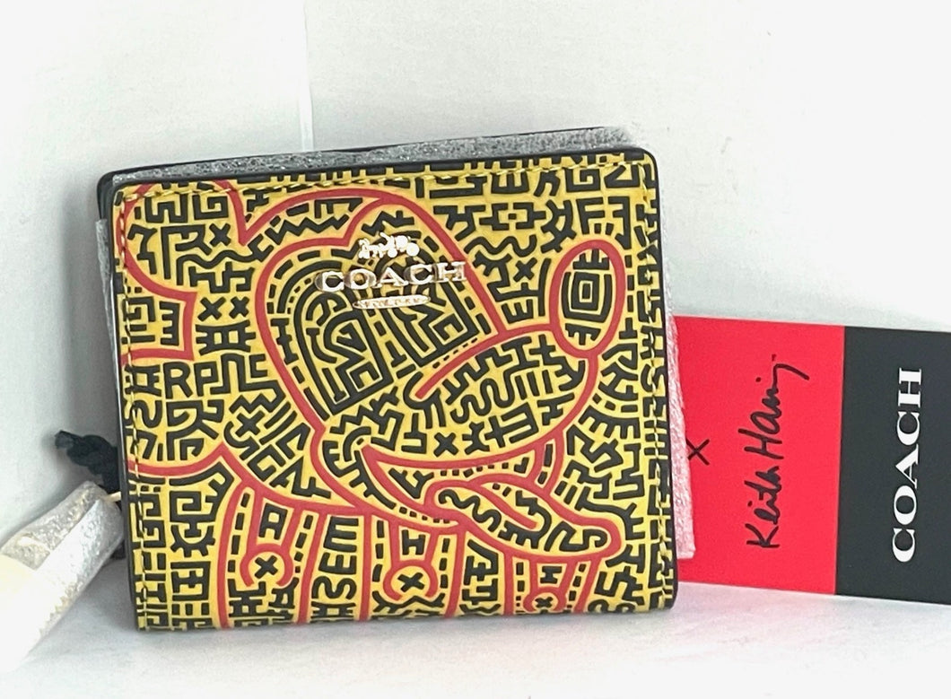 Coach Wallet C7446 Disney Mickey Mouse X Keith Haring Snap Small Billfold