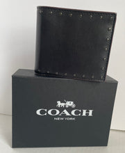 Load image into Gallery viewer, Coach Wallet Mens Black Leather Billfold Double Rivets Sport Calf, #35857 Boxed