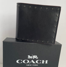Load image into Gallery viewer, Coach Wallet Mens Black Leather Billfold Double Rivets Sport Calf, #35857 Boxed