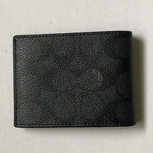 Coach Retro Patch Billfold Slim Wallet Mens Black 69218 Signature