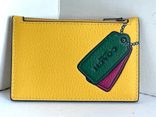 Load image into Gallery viewer, Coach Wallet Mens Yellow Card Case Leather Slim Zip Trompe L&#39;oeil Print CH130