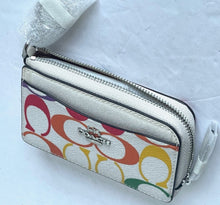 Load image into Gallery viewer, Coach Wallet Multifunction Card Case White Rainbow Pride Leather Keyring CJ658